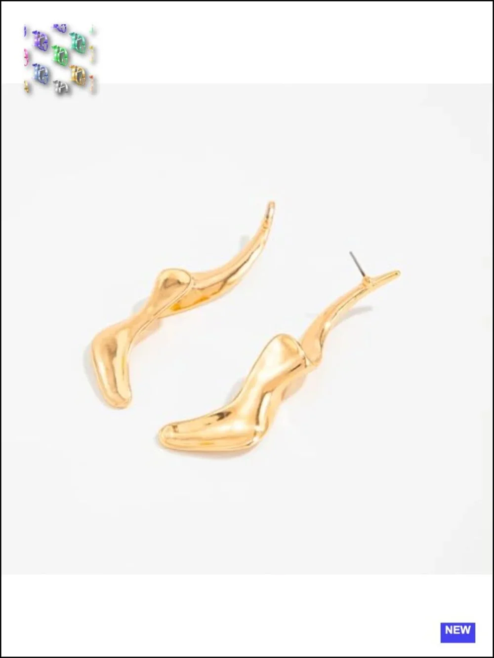 14K Gold Plated Irregular Dangle Earrings, Simple Lava Abstract Long Drop